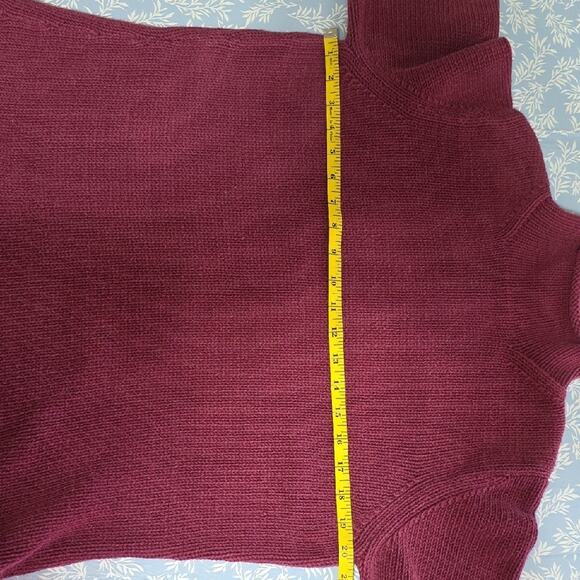 Vintage Eddie Bauer Womens Sz XL Burgundy Mock Neck 90s Y2K Preppy Sweater - Picture 7 of 8